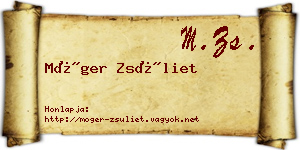 Móger Zsüliet névjegykártya